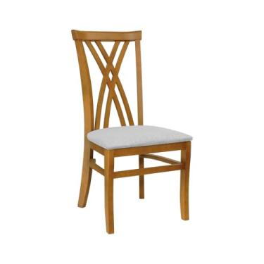 Imagem de Cadeira Viena Madeira Maciça com Assento Estofado - Amêndoa - Assento Estof. Linho Cinza Mescla Impermeável