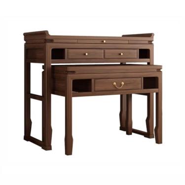 Imagem de ZzleoyuUUs-12 Prateleira de altar budista para casa, mesa de combinação de santuário buda de nogueira preta, mesa de tributo de incenso estilo chinês