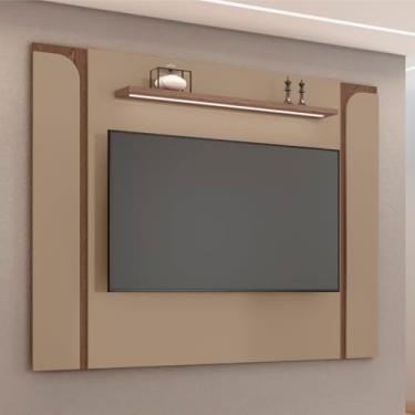 Imagem de Painel Maresias Suspenso TV até 75” com LED e Prateleira (Bege/Carvalho)