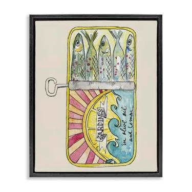 Imagem de Stupell Industries Arte de parede em tela flutuante emoldurada em lata de sardinha pastel preta por NOLA JAMES, 80 x 64 cm