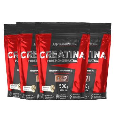 Imagem de 4x creatina em pó 500g pura hf suplementos