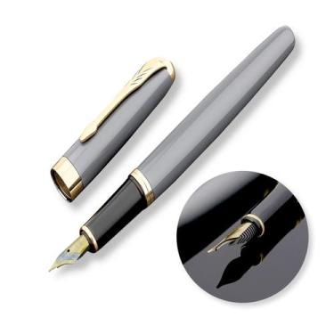 Imagem de Caneta Tinteiro Executiva Premium Pena Ponta Reta Fine Nib Luxo Ouro R