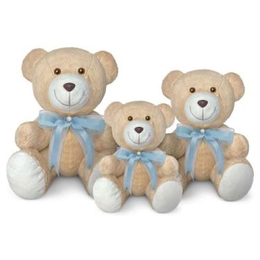 Imagem de Trio De Ursinhos De Pelúcia Articulado Decoração Com Laço 15, 20 e 25c