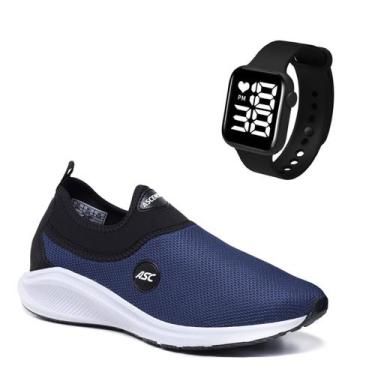 Imagem de Combo Tênis Ortopédico Unissex Com Relogio Quadrado Conforto e Leveza 