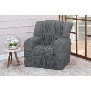 Imagem de Capa Protetora para Poltrona do Papai, 1 Lugar, Elástica, Poliéster, 85 x 90 cm, Retangular, Cor Sólida (CINZA)