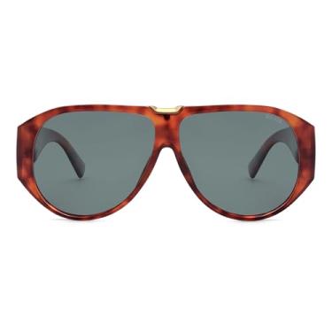 Imagem de SOJOS Óculos de sol aviador grandes polarizados feminino masculino retrô moderno vintage grande escudo quadrado SJ2392, Tartaruga vermelha/cinza, 60-11-140