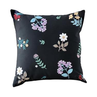 Imagem de Tachiuwa Kit de capa de almofada bordada, kit de capa de almofada semi-acabada para ponto cruz, faça você mesmo, suprimentos de costura, sala de estar, sofá, Flores