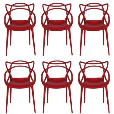 Imagem de Kit com 6 Cadeiras para Sala de Jantar Allegra Solna Vermelho
