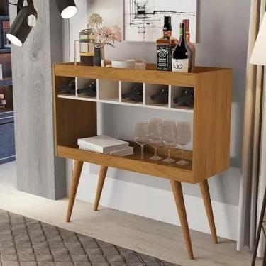 Imagem de Aparador  Sala Athenas Com Adega Com Pés De Madeira/Mel -BASOTO, Natur