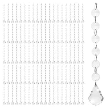 Imagem de 100 peças de cristais de acrílico pendurados para centros de mesa, lustre de guirlanda de cristal transparente, enfeite de contas acrílicas transparentes, prismas, pingente para decoração de casa de