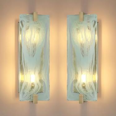 Imagem de Dolaimy House Arandela de parede de banheiro de vidro fosco verde de 39,9 cm, 2 unidades, 2 lâmpadas modernas, estilo conciso, acabamento em bronze escovado para quarto, corredor, cabeceira