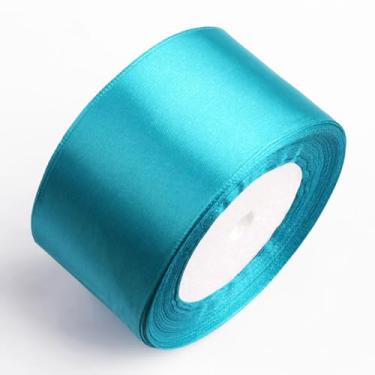 Imagem de 5 cm x 25 jardas fita de cetim azul aqua fitas de tecido face única para rosas eternas, buquês de flores, embrulho de presente, artesanato, chá de panela, decoração de casamento