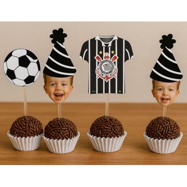 Imagem de Kit com 25 Topper de Docinho ESCOLHA SEU TIME Personalizado com Foto do Rosto – Festa Infantil ou Adulto (Corinthians)