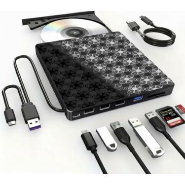 Imagem de vvia Unidade externa de CD/DVD para laptop, leitor de DVD para laptop, 8 em 1 USB 3.0 ultrafino, unidade de disco externa com gravador de CD compatível com laptop e desktop, Windows 11/10/8/7 Linux