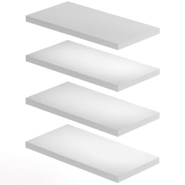 Imagem de Kit 4 Prateleiras de Parede Suporte Invisível Nicho Multiuso 30x15cm em Mdf Reforçado 15mm Branco