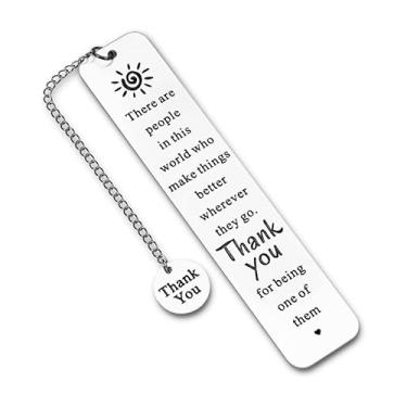 Imagem de TEMI - Marcador de página de agradecimento de aço inoxidável com pingente – Presente de agradecimento inspirador para professor, enfermeira, colega de trabalho, mentor, voluntário, citação gravada com