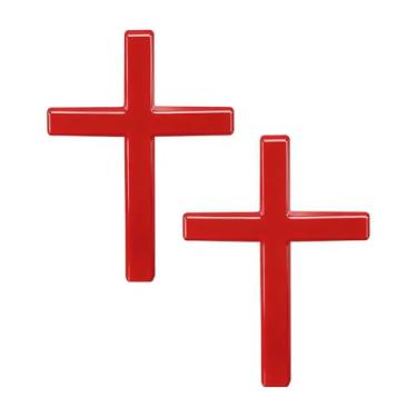 Imagem de SCUARI 2 peças de adesivos de cruz 3D, decalques de acessórios de carro para veículos, emblema autoadesivo de metal cruzado de carro, 6 cm × 1,20 cm decalque automotivo cruz Jesus, adequado para