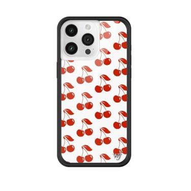 Imagem de Wildflower Capas - Compatível com Apple iPhone 15 Pro Max | Amortecedor preto protetor, certificado de teste de queda de 1,2 m, pequenas empresas de propriedade feminina | cerejas americanas - cereja