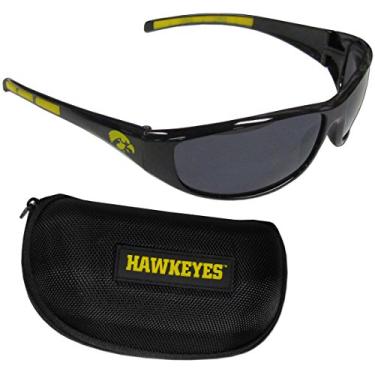 Imagem de Siskiyou Óculos de sol esportivos NCAA Iowa Hawkeyes Wrap e estojo com zíper, preto, tamanho único