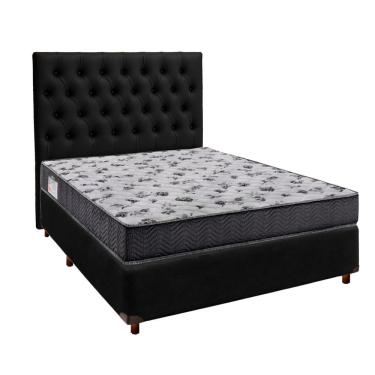 Imagem de Conjunto Cama Box Preto Casal + Colchão D33 Iso100 Ortobom + Cabeceira