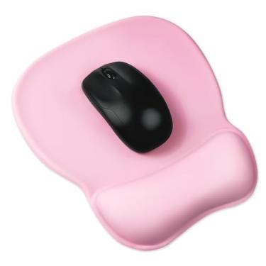 Imagem de Maxqzin Mouse pad com descanso de pulso, mouse pad ergonômico com apoio de pulso confortável base antiderrapante rosa mouse pads fofos para aliviar pulsos escritório jogos estudo