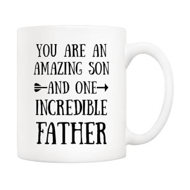 Imagem de 5Aup Caneca de café de cerâmica engraçada Natal You Are an Amazing Son and One Incredible Father Presentes 325 ml – Caneca sincera para pai e filho, perfeita para aniversários e ocasiões especiais