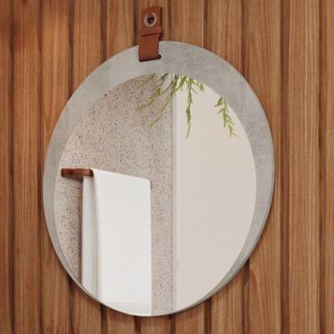Imagem de Espelho Decorativo Lua 100% Mdf Cimento - Mgm Móveis, Cinza Claro