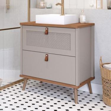 Imagem de Armário de Banheiro Veneto 80cm 1 Porta e 1 Gaveta 100% Mdf Cappuccino