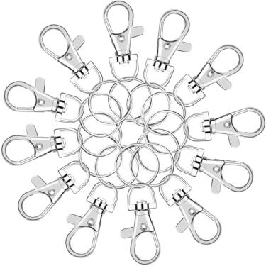 Imagem de Fechos giratórios premium com chaveiros, com ganchos, fecho de garra de lagosta, chaveiro para artesanato faça você mesmo, 50 peças