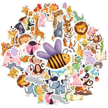Imagem de 50 peças de animais, vida selvagem, desenho animado, fofo, colorido, divertido, charmoso para mala, geladeira, telefone, bagagem, laptop, guitarra, carro, adesivo, brinquedos, caderno, bagagem, copo