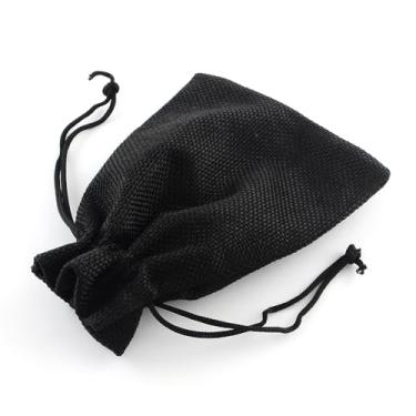 Imagem de 10 unidades de sacos de cordão de poliéster preto 18 x 13 cm bolsas de imitação de estopa bolsa de armazenamento à prova de poeira miçangas pingentes bolsa de joias Natal dia dos namorados suprimentos