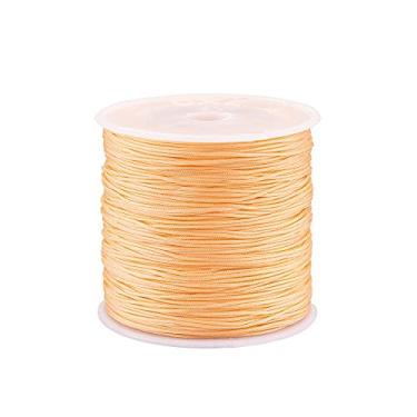 Imagem de 100 jardas/rolo 0,8 mm fios trançados de nylon laranja claro cordão de nó chinês para joias cordão de miçangas para artesanato faça você mesmo Kumihimo pulseiras de macramê para fabricação de