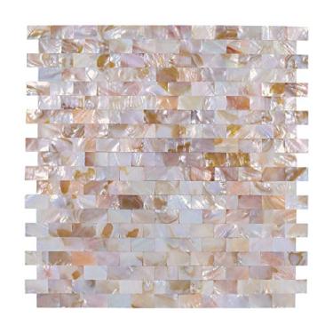 Imagem de 5 folhas de conchas de pérolas, azulejo de parede autoadesivo para cozinha, banheiro, quarto (11,8 x 11,20 cm, colorido)