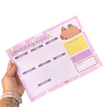 Imagem de Planner Semanal Capivara, Bloco de Planejamento Diário em Tons Pastéis 50 folhas, Design Fofo com Prioridades, Organizador com 7 Dias da Semana