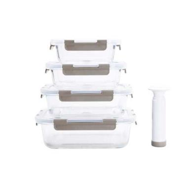 Imagem de Jogo Com 4 Potes De Vidro Borossilicato Com Bomba A Vácuo 1,52L/1,04L/