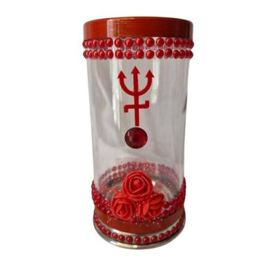 Imagem de Porta Vela 7 Dias 18 Cm Pomba Gira Vermelha + Presente