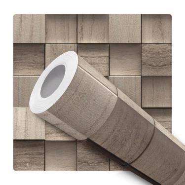 Imagem de Papel de Parede Adesivo Cubo Mosaico Madeira Moderno Quarto Sala de Es