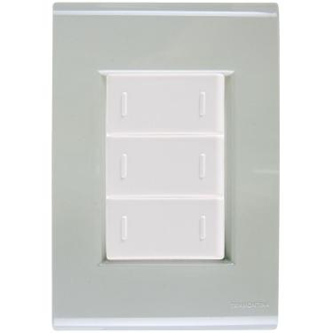 Imagem de Cj Placa Três Interruptor Triplo Liz Verde Ardósia Tramontina Completo Pronto Tramontina