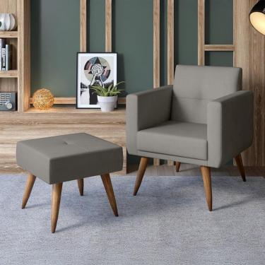 Imagem de Conjunto com 1 Poltrona e 1 Puff Pequim Capuccino