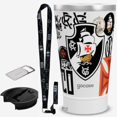 Imagem de KIT Copo Térmico GOCASE Vibe 470ml do VASCO com tampa e abridor e tira