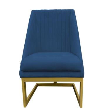 Imagem de Cadeira Para Sala De Jantar Ana Base De Ferro Suede Azul Marinho D'classe Decor