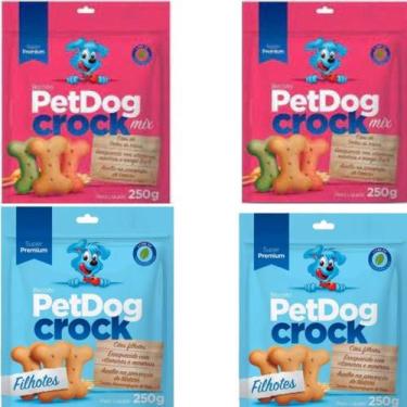 Imagem de Kit 4 Biscoitos Super Premium Petdog Crock Para Cães 250 G - Pet Dog