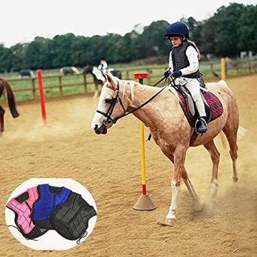 Imagem de Colete protetor de equitação colete de treinamento de equitação protetor acolchoado de segurança unissex adultos meninos meninas crianças (azul M) (azul grande)