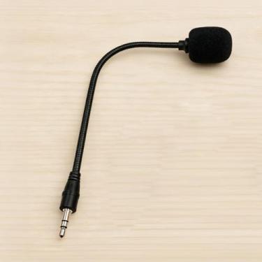 Imagem de Microfones sem fio Lavalier de 3,5 mm – Microfone para jogos com conector reto, microfone com cancelamento de ruído com capa de espuma, preto