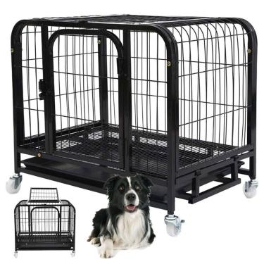 Imagem de Gaiola Pet Cao Gato Cachorro Animal de Estimaçao Canil Pet Shop Rodinhas Transporte Bandeja Removivel Seguro