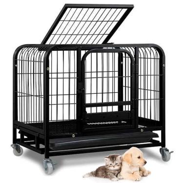 Imagem de Gaiola Cao Pet Cachorro Gato Canil Animal de Estimaçao Pet Shop Bandeja Removivel Rodinhas Transporte Seguro