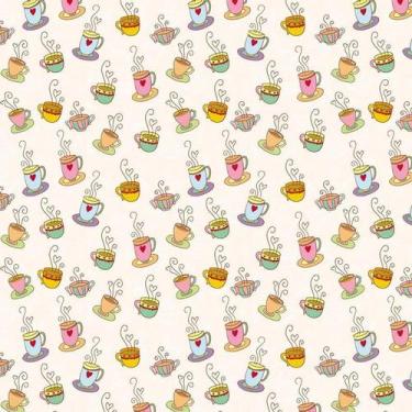 Imagem de Papel Parede Café Chá Xicaras Coloridas Autocolante Lavável - LRP