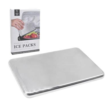 Imagem de Bolsas de gelo para lancheiras, bolsas frias de aço inoxidável para refrigerador – Acessórios reutilizáveis para acampamento, caminhada, pesca, piqueniques, lancheiras, banhistas, eventos esportivos