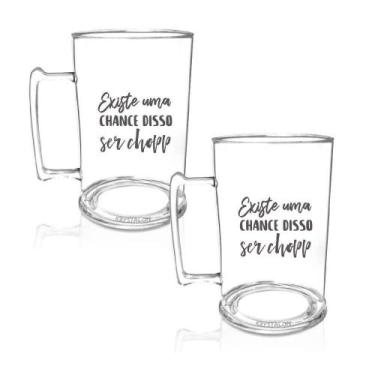 Imagem de Kit 2 Canecas De Chopp Acrílico Personalizadas Chance De Ser - Krystal