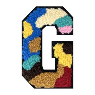 Imagem de 1 Patch de letra de chenille de ferro de camuflagem de 15 cm – adesivos do alfabeto para roupas, jaquetas, mochilas, chapéus para decoração personalizada, nome personalizado e artesanato. (G)